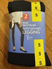 NEW Felina 2 Pack Black Leggings Wide Waistband Sueded Lightweight Size S