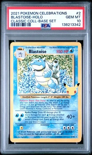 2021 POKEMON CELEBRATIONS CLASSIC COLL #2 BLASTOISE-HOLO PSA 10