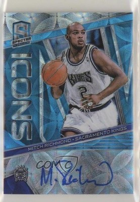 2018-19 Panini Spectra Icons Neon Blue Prizm 26/60 Mitch Richmond Auto HOF 5w7