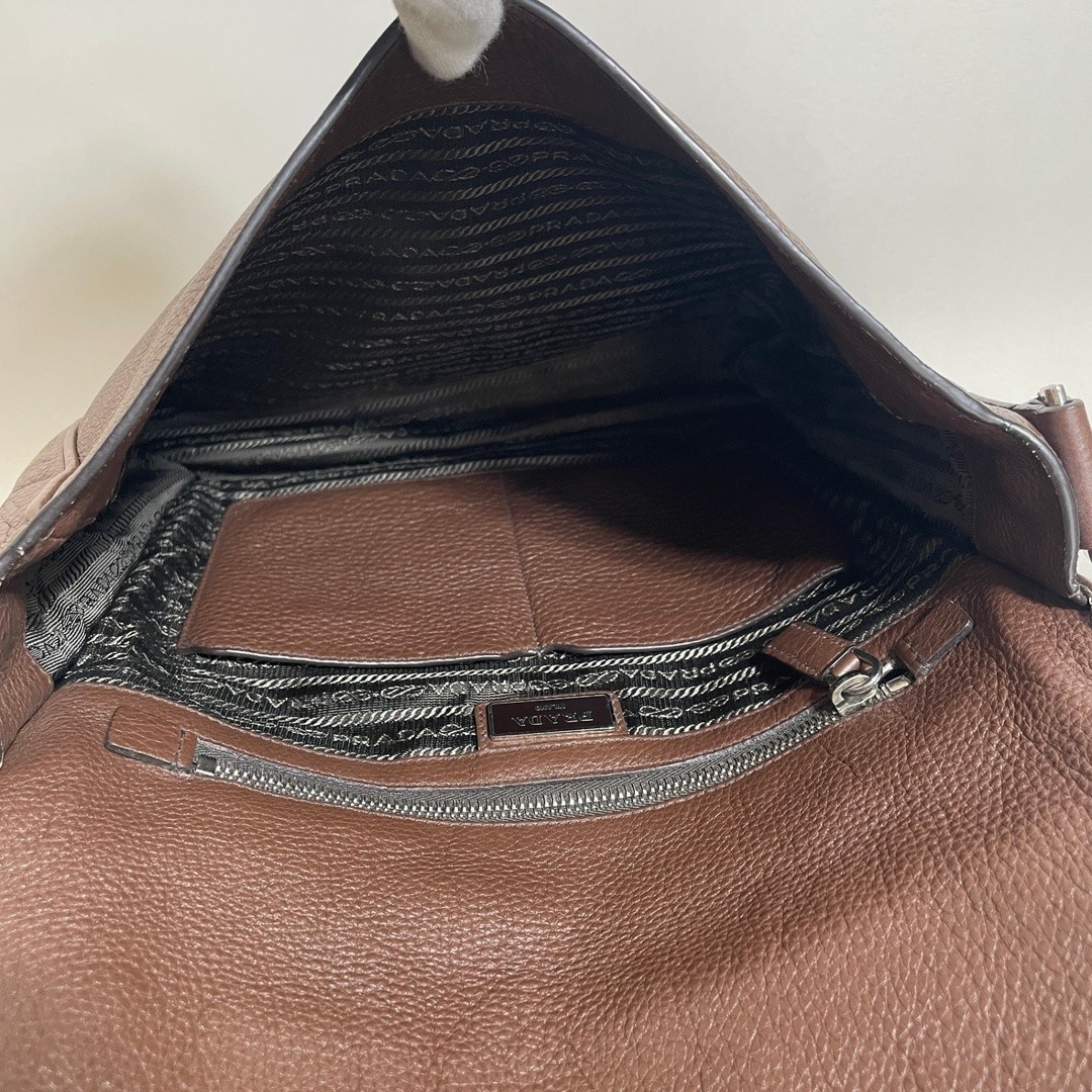 2601 115 PRADA Shoulder Bag Leather Brown thumbnail 9