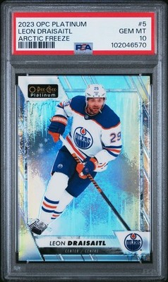 2023-24 OPC Platinum #5 Leon Draisaitl Arctic Freeze Jersey #29/99 PSA 10 GEM MT