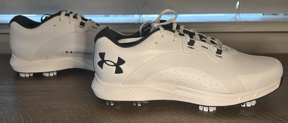 Zapato de golf Under Armour para hombre UA Charged Draw 2 clavos - blanco/negro para hombre talla: 9,5 Foto 3 de 4