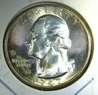 1947 S ** Washington Quarter ** Beautiful Color ** Superb Gem BU ** Album Toned