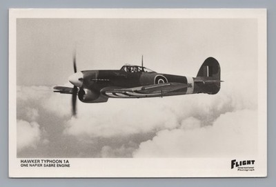 Hawker Typhoon 1A Echt Foto Flug Postkarte RPPC RAF Royal Air Force Napier 