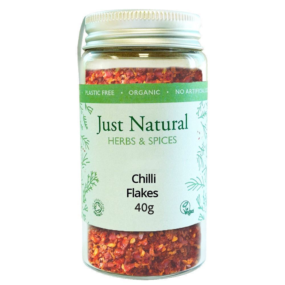 Just Natural Herbs Organic Chilli Flakes (Jar) 40g - 2 Pack