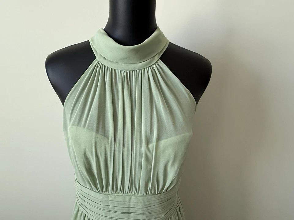 Vestido formal Bill Levkof verde menta línea A de gasa para mujer talla 8 usado en excelente estado Foto 4 de 4