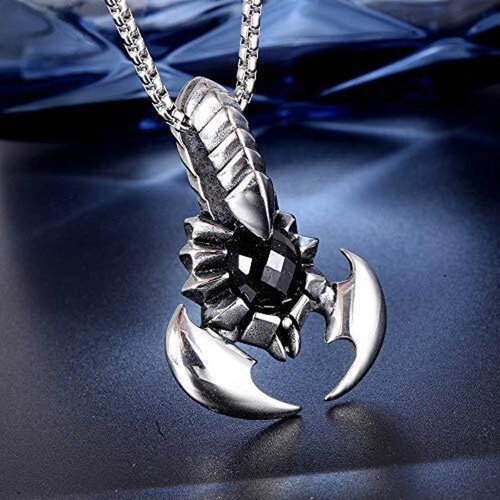 Necklace Jewelry Zodiac Pendant Scorpion Scorpio Stainless Steel Men's Necklace - Picture 9 of 17