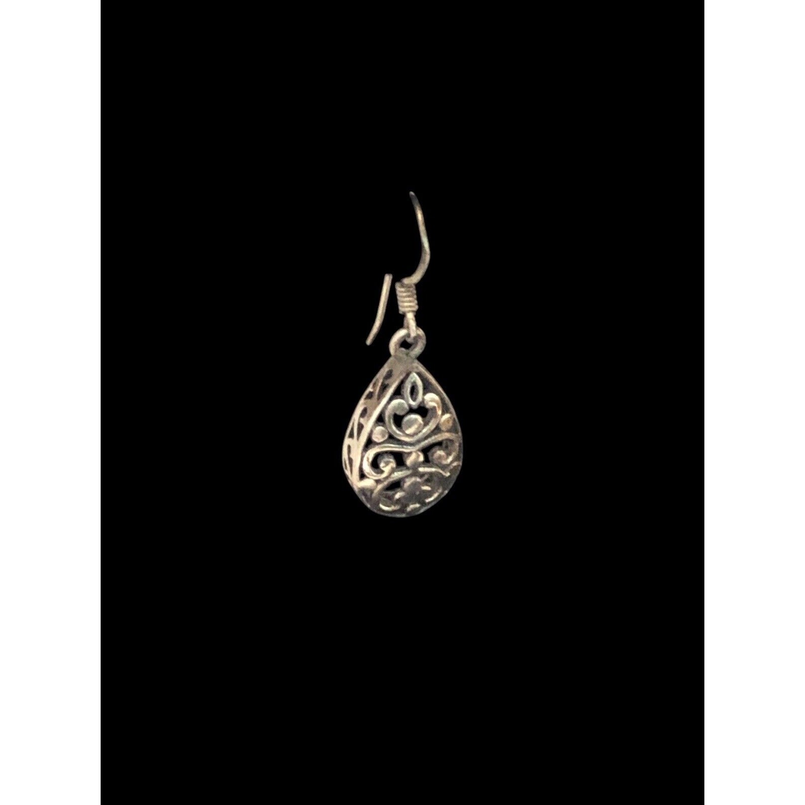 Sterling Silver Open Scrollwork Dangle Teardrop E… - image 3
