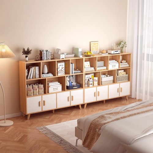 Cubby Shelf Bookcase with Doors - Wooden 11 Cube Floor Standing Open Bookshel... - Picture 7 of 7