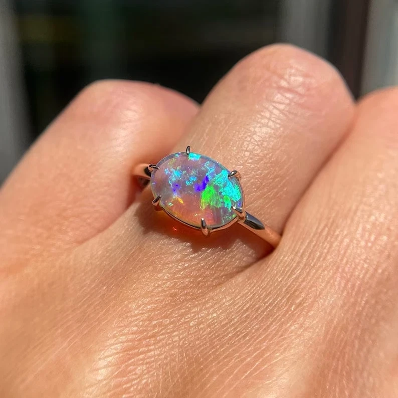 Ethiopian opal engagement sale ring