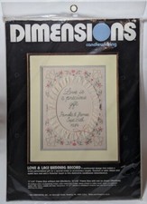 Dimensions LOVE  LACE WEDDING RECORD Embroidery Candlewicking Kit 4126 1984 NEW
