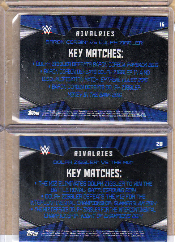 Dolph Ziggler- WWE-2 Card Lot-1 2016 Topps Vs Baron Corbin+1 16