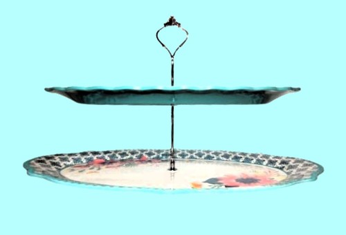 Pioneer Woman Fresh Floral Two Tier Oval Melamine Platters Serving Dish Set - Picture 3 of 8