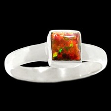 Red Fire Opal 925 Sterling Silver Ring - Size 8.5