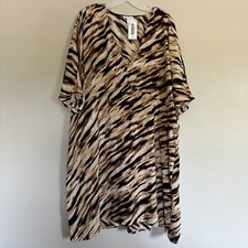 Animal Print Summer Dress Black Beige Size 3X