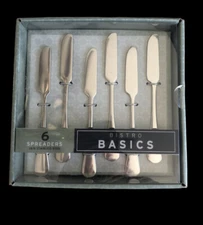 Bistro Basics Jam Cheese Spreaders Stainless Steel Charcuterie 5.5" Set of 6