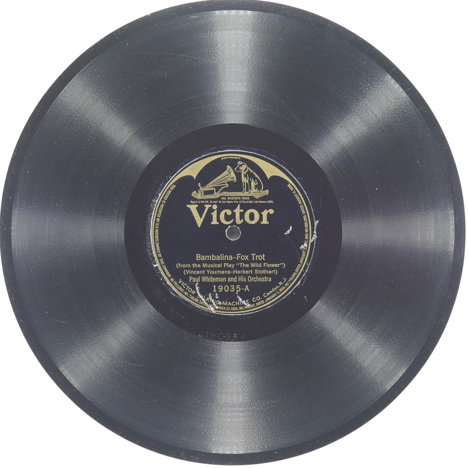 PAUL WHITEMAN Bambalina / Lady Butterfly VICTOR 19035 VG+ 78 10" 1923 Soundtrack - Image 2 of 4