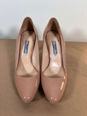 PRADA Nude Patent Leather Platform Pumps Shoes Size Euro 37.5 or 6.5 US