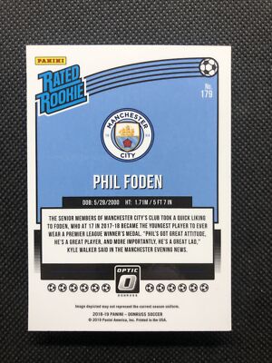 PHIL FODEN 2018/19 Donruss Optic #179. Rated Rookie RC Manchester