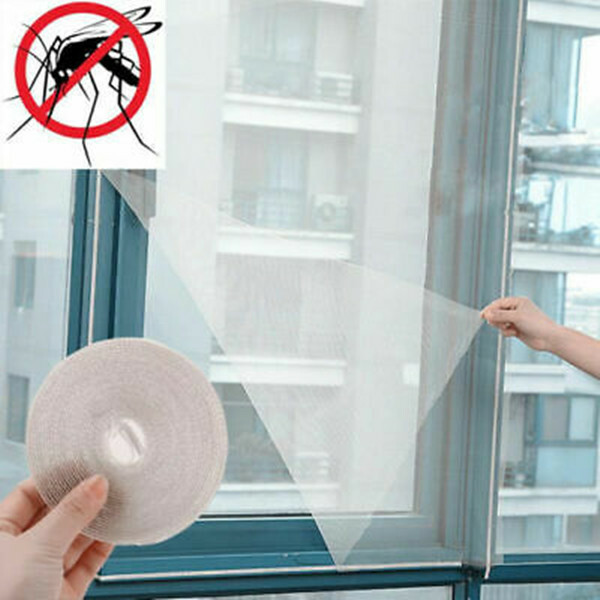 Large Mesh Window Fly Screen – Bug Mosquito Netting With Self-Adhesive Tape – 130cm X 150cm
