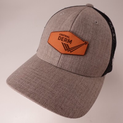 Central Derm Trucker Hat Cap Adjustable Mesh Back Gray Leather Patch Medical