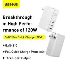 Baseus 120W GaN 2 Pro USB Type C Wall Charger Fast Charging 2C+U 3Port