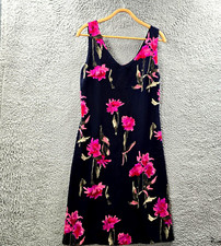 Vintage Ideals Womens Pencil Dress Size 12 Nqavy Blue Pink Floral Sleeveless