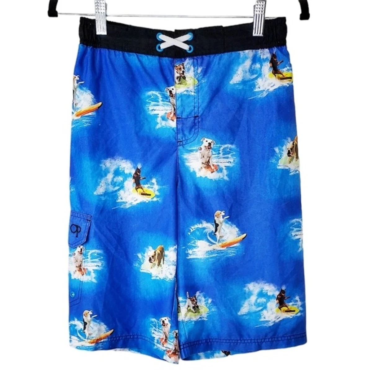 OP Ocean Pacific Surfing Dogs Boys Swim Trunks Size XL