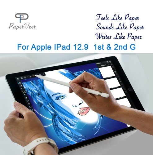 PaperVeer Matte Finish Film Anti-Glare Screen For Apple iPad 12.9 in W Button  - Picture 1 of 10