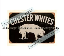 1970 CHESTER WHITE HOG PIG FARM metal tin sign decorations on sale