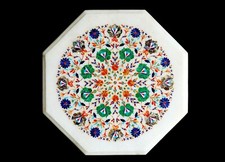 12 " Marmor Table Top Dekorativ Pietra Dura Arbeit Handmade Heim Dekor