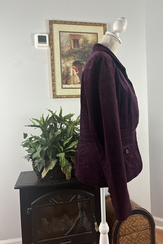 Talbots Women's Brown Suede One Botton Open Purple Jacket 2 Pockets Size 12 - Picture 3 of 10
