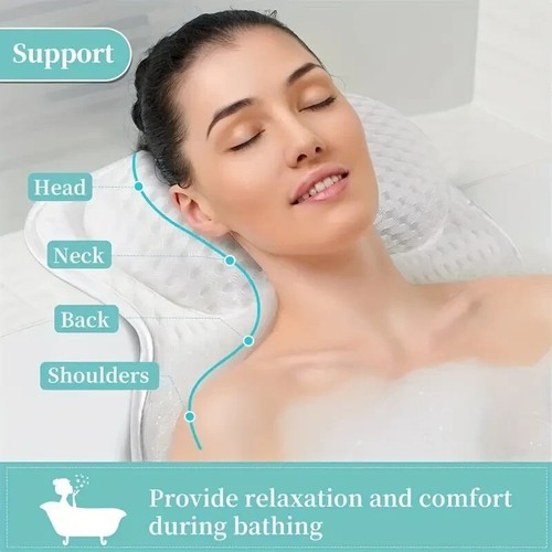 Ergonomic Bathtub Pillow Spa Cushion with 4D Air Mesh For Head Neck Back Support - Picture 4 of 9
