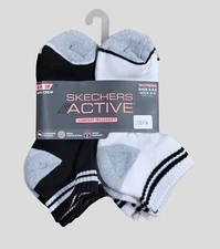 SKECHERS ACTIVE Women Socks 1/4 Crew Cushion Arch Support 6 Pair Shoe Size 6-9.5