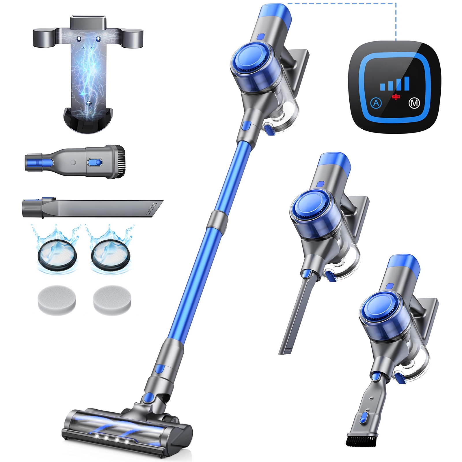 Cordless Vacuum Cleaner, 450W 38Kpa Vacuum Cleaners for Home, Stick Vacuum wi...