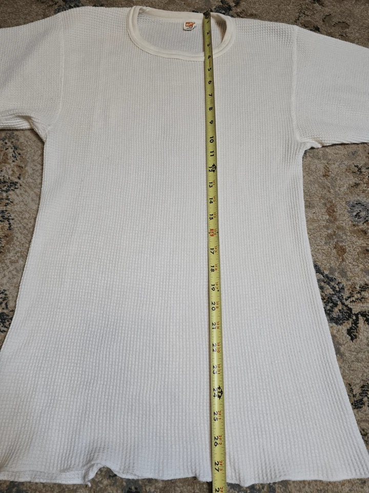 Camisa Térmica Hanes Waffle-Knit Vintage Años 70 XL Apretada Elastizada Cola Larga Etiqueta Roja Foto 4 de 4