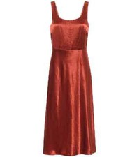 NWT Vince Sleeveless Fitted Satin Slip Midi in Sangre Scoop Neck Dress 4 325