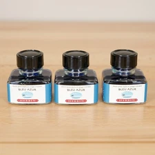 J. Herbin Éclat de Saphir Bleu Azur Lot of Three 30 ml Bottled Inks