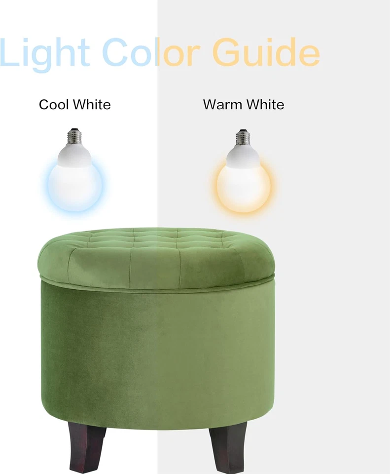 Decoración del hogar | Otomana tapizada redonda de terciopelo acolchado reposapiés | Otomana con St Foto 4 de 4