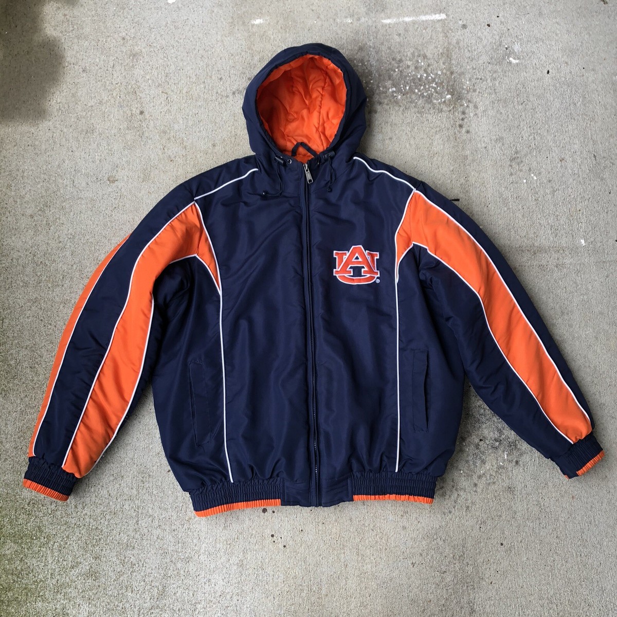 Vintage 90s Auburn Tigers Hooded Puffer Jacket Embroidered Logo