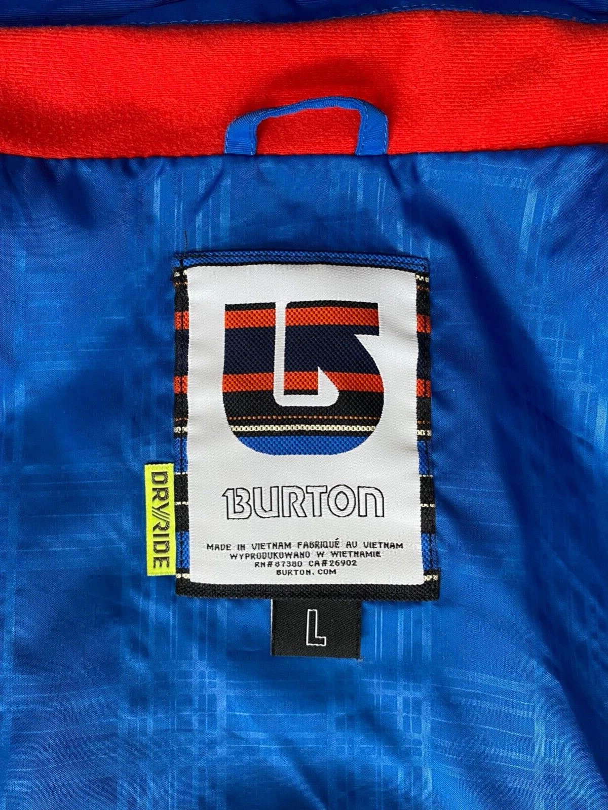 burton dry ride snowboarding ski outdoors jacket