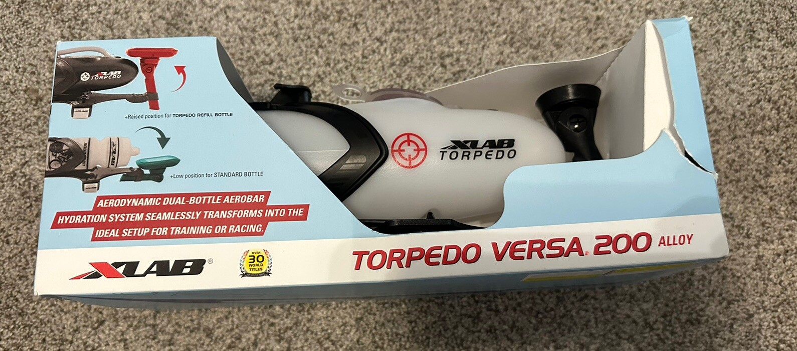 X-Lab Torpedo Versa 200 Alloy White Magenta Logo Triathlon Hydration System 