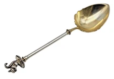 RARE Antique STARR MARCUS Sterling Silver 11" Squirrel Serve Spoon GEORGE WENDT