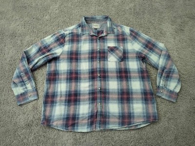 Flag & Anthem Shirt Mens XXL Plaid Long Sleeve Flannel Snap Up Western
