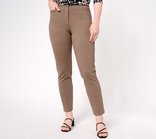 Susan Graver Women's Plus Sz Pants 3X Tailored by Regular Smart Beige A610492