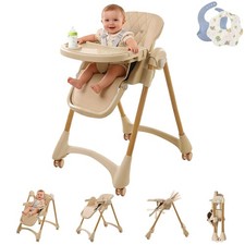 High Chairs for Babies and Toddlers, Foldable Baby High Chair with Wheels B...