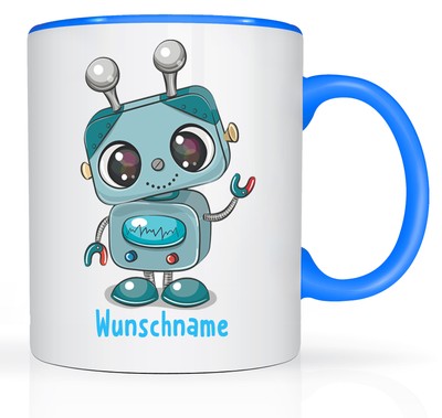 Robo Tasse mit Namen Motiv Namensbecher Namenstasse Geschenktasse Wunschname