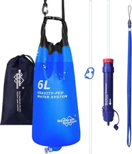 Gravity Water Filter Straw,6L,Camping Water Purifier Filtration System,Survival