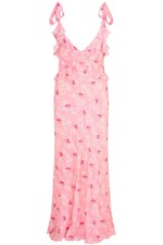 LoveShackFancy Orcene Ruffled Chiffon Midi Dr