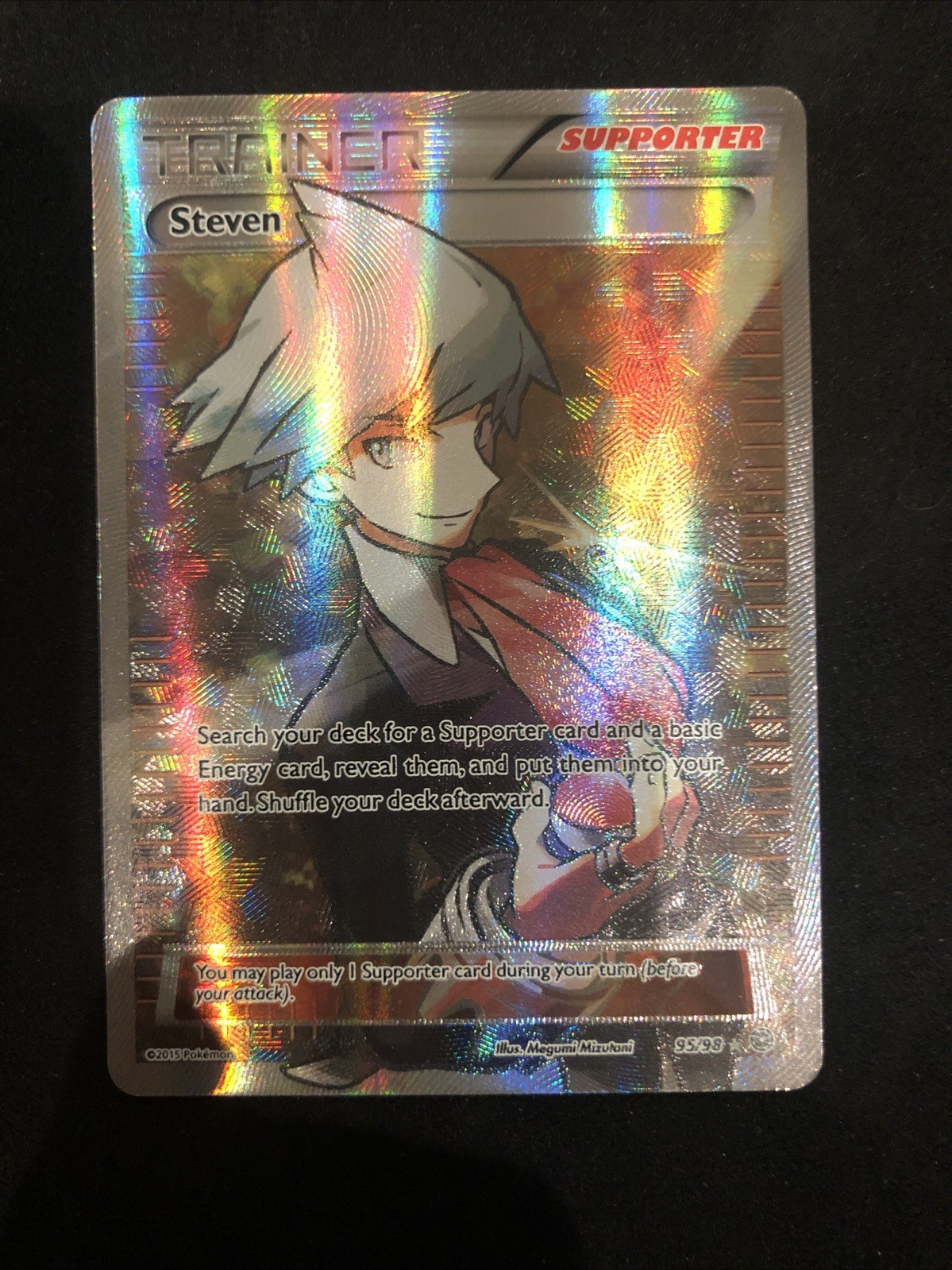 steven pokemon card 2015 XY: Ancient Origins #95/98 Holo (Full Art) Price Guide Shuffle your deck afterward steven pokemon card Steven's Resolve